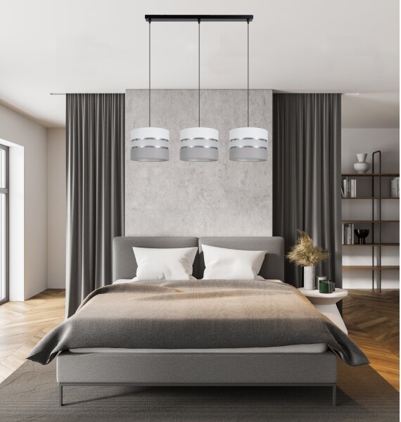 Lustr na lanku CORAL 3xE27/60W/230V bílá/šedá