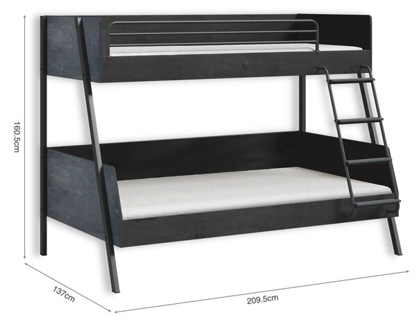 Čilek Studentská patrová postel (90x200-120x200 cm) Dark Metal