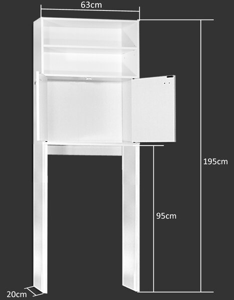 FurniGO Skříňka na pračku - bílá