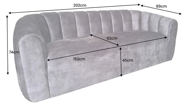 Pohovka BABYLON 3M 200 CM béžová samet