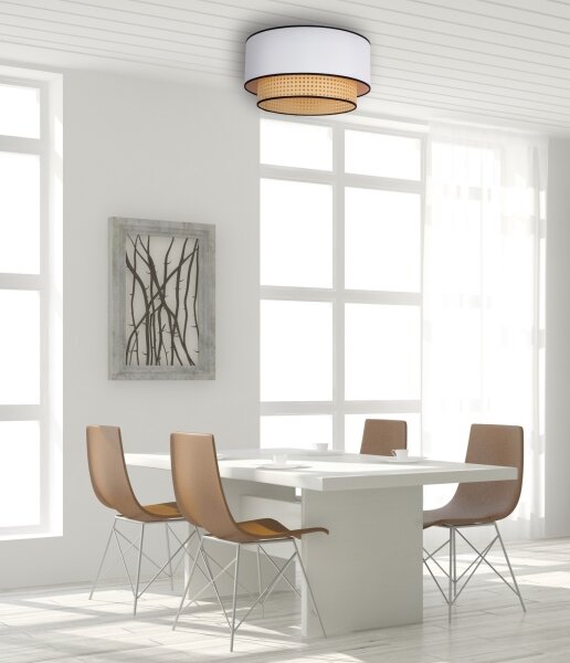 Duolla - Stropní svítidlo BOHO 1xE27/15W/230V pr. 45 cm bílá/ratan