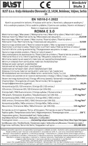 Krbová kamna ROMA E s výměníkem - červená