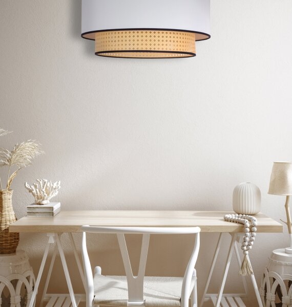 Duolla - Stropní svítidlo BOHO 1xE27/15W/230V pr. 45 cm bílá/ratan
