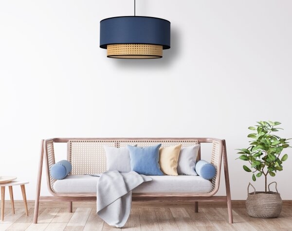 Duolla - Lustr na lanku BOHO 1xE27/15W/230V pr. 45 cm modrá/ratan