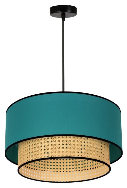 Duolla - Lustr na lanku BOHO 1xE27/15W/230V pr. 45 cm tyrkysová/ratan