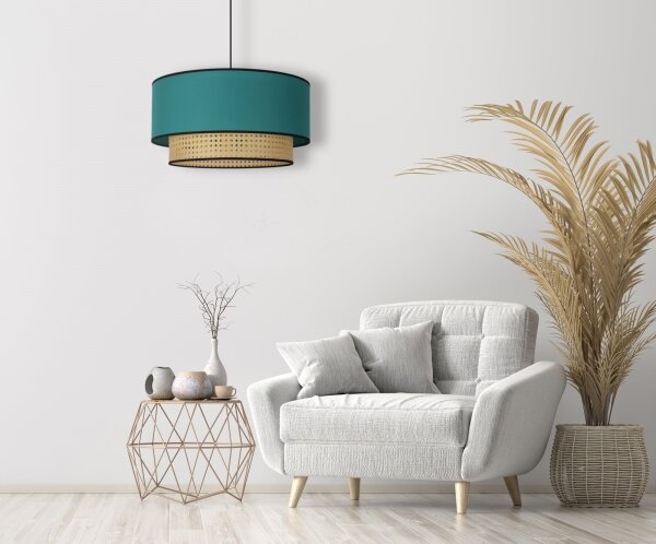 Duolla - Lustr na lanku BOHO 1xE27/15W/230V pr. 45 cm tyrkysová/ratan