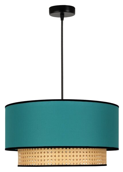 Duolla - Lustr na lanku BOHO 1xE27/15W/230V pr. 45 cm tyrkysová/ratan