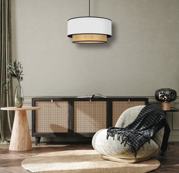 Duolla - Lustr na lanku BOHO 1xE27/15W/230V pr. 45 cm bílá/ratan