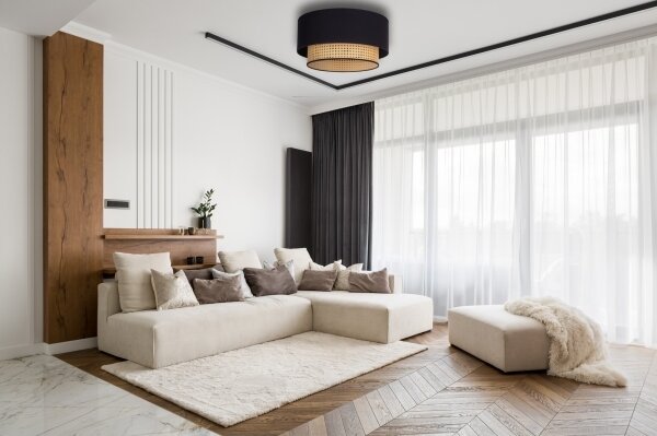 Duolla - Stropní svítidlo BOHO 1xE27/15W/230V pr. 45 cm černá/ratan