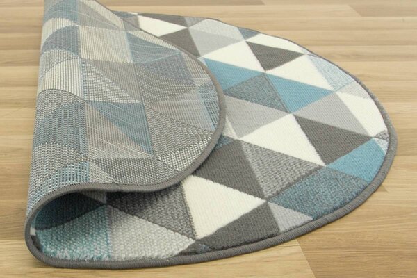 Kulatý koberec LUNA 503430/95832 trojúhelníky modrý Rozměr: průměr 60 cm