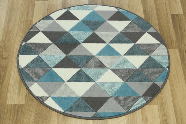 Kulatý koberec LUNA 503430/95832 trojúhelníky modrý Rozměr: průměr 60 cm