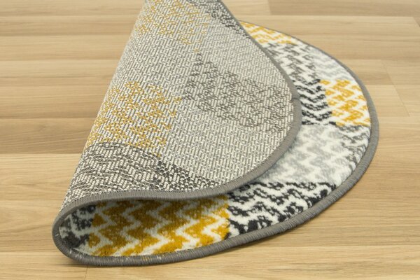 Balta Kulatý koberec LUNA 503568/89935 hořčicový patchwork Rozměr: průměr 70 cm