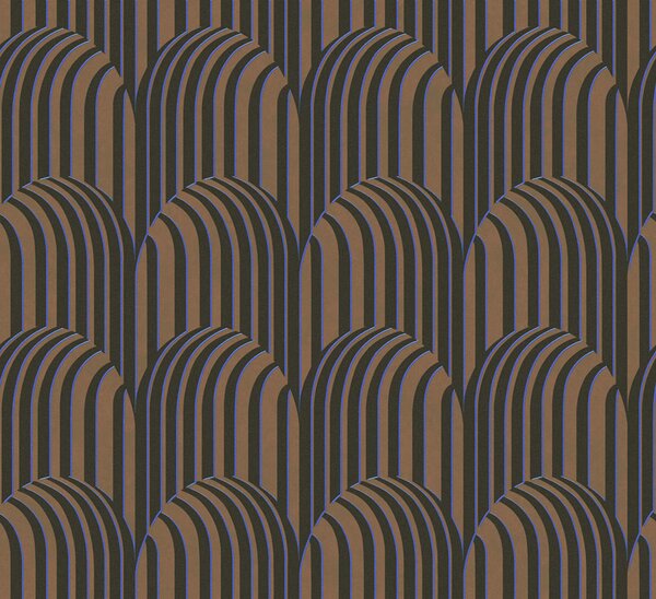 3D geometrická vliesová tapeta na zeď, hnědo-černá, ROC304, Rock, Masureel