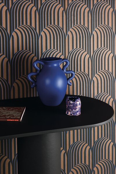 3D geometrická vliesová tapeta na zeď, hnědo-černá, ROC304, Rock, Masureel