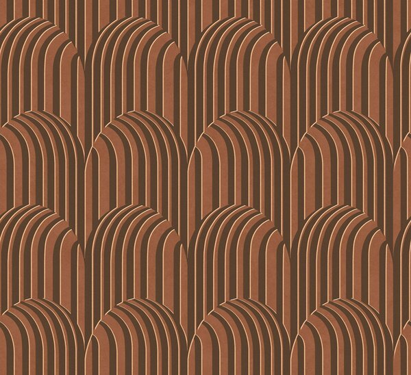 3D geometrická vliesová tapeta na zeď, hnědo-bronzová, ROC303, Rock, Masureel