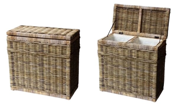 Hitra Ratanový koš na prádlo Laundry grey 2 přihrádky 68x34x66 cm
