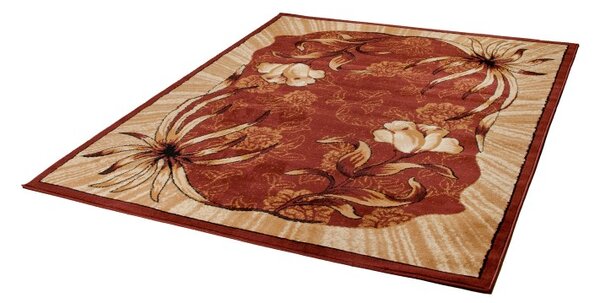Makro Abra Kusový koberec ATLAS 4491A Květy hnědý Rozměr: 100x200 cm