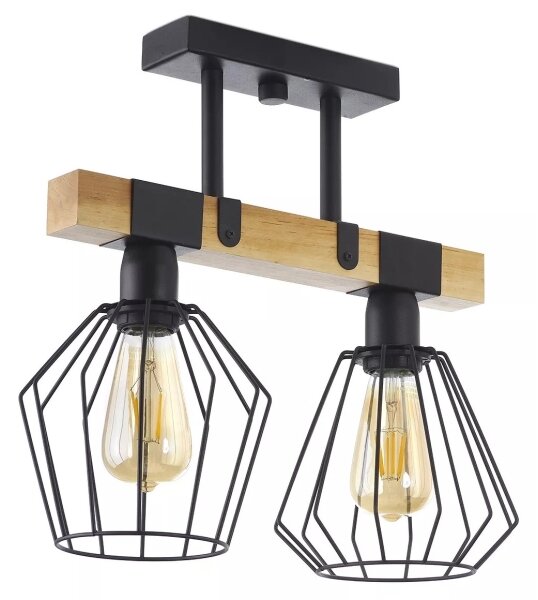 Přisazený lustr CAMEROON 2xE27/60W/230V černá/dřevo
