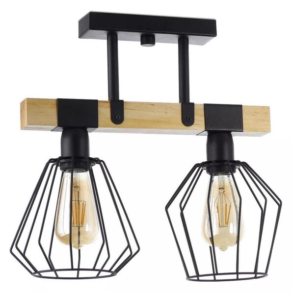 Přisazený lustr CAMEROON 2xE27/60W/230V černá/dřevo