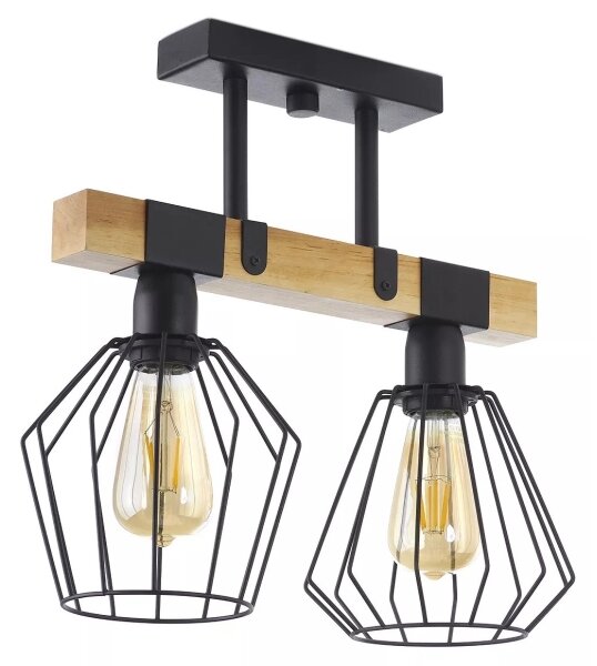 Přisazený lustr CAMEROON 2xE27/60W/230V černá/dřevo