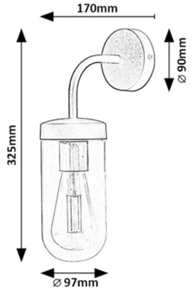 Rabalux 3310 - Koupelnové nástěnné svítidlo YAGO 1xE27/60W/230V IP44 černá