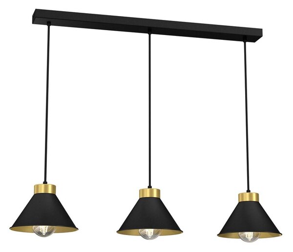 Lustr na lanku DEMET 3xE27/60W/230V černá/zlatá