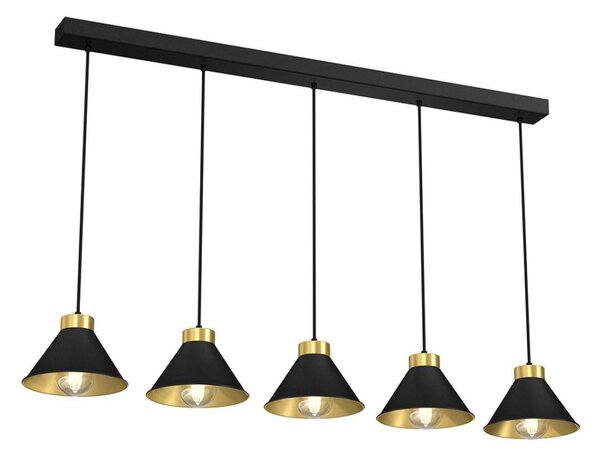 Lustr na lanku DEMET 5xE27/60W/230V černá/zlatá