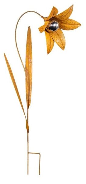 Zahradní kovový zápich Lilie S s kuličkou 70 cm