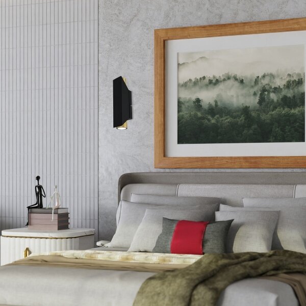 Nástěnné svítidlo WALL 2xGU10/8W/230V černá/mosaz