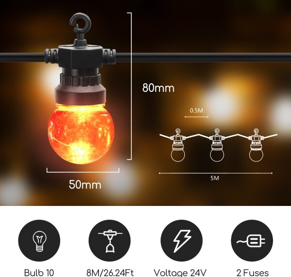 Aigostar - LED Venkovní dekorační řetěz 10xLED/8m IP44 teplá bílá