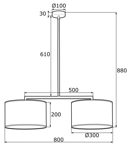 Argon 0900 - Lustr na tyči KARIN 2xE27/15W/230V bílá