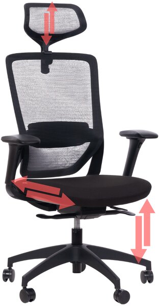 Kancelářská židle MERCURY SWIFT ČERNÝ PLAST, ČERNÁ – ergonomická, , 1054700