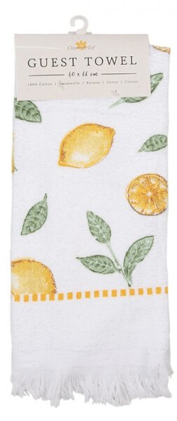 Bílý froté ručník s citrony Lemons & Leafs – 40x66 cm