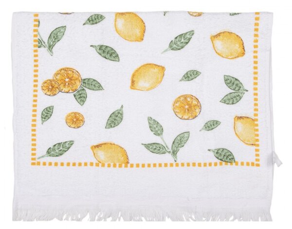 Bílý froté ručník s citrony Lemons & Leafs – 40x66 cm
