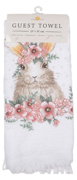 Bílý froté ručník se vzorem velikonočního zajíčka Floral Easter Bunny – 40x66 cm