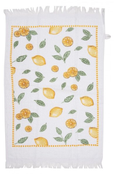 Bílý froté ručník s citrony Lemons & Leafs – 40x66 cm