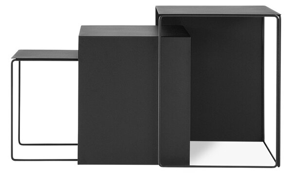 Kovový odkládací stolek Cluster Black – set 3 ks