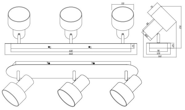 Trio - Bodové svítidlo WAILER 3xGU10/5W/230V matný chrom