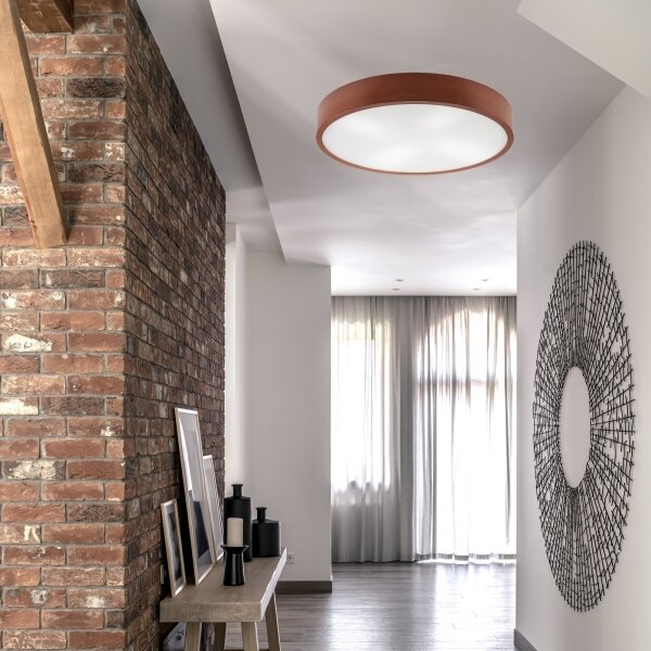 Stropní svítidlo NATURAL 4xE27/60W/230V pr. 57,5 cm borovice/hnědá