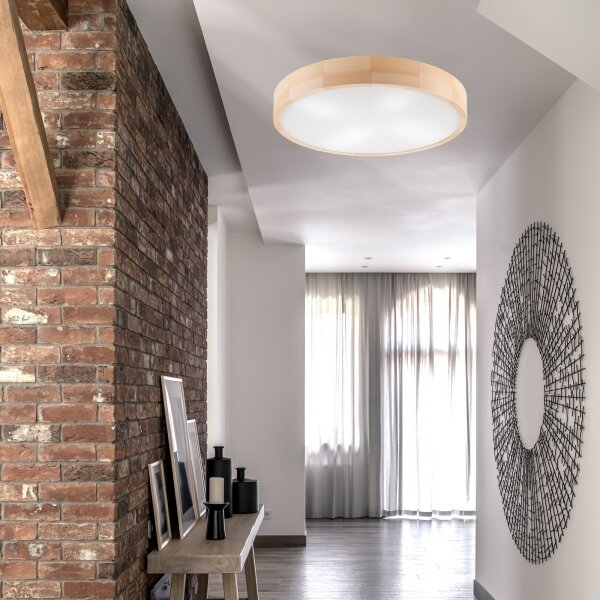 Stropní svítidlo NATURAL 4xE27/60W/230V pr. 57,5 cm borovice