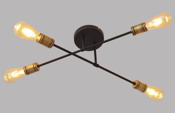 Přisazený lustr CAMBRIDGE 4xE27/20W/230V černá/zlatá