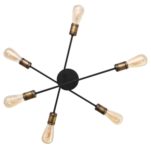 Přisazený lustr CAMBRIDGE 6xE27/20W/230V černá/zlatá