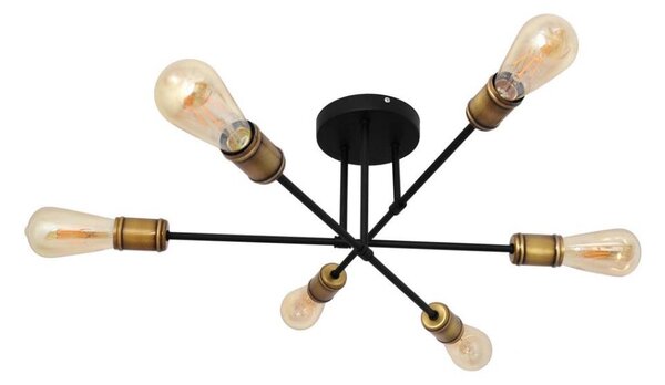 Přisazený lustr CAMBRIDGE 6xE27/20W/230V černá/zlatá