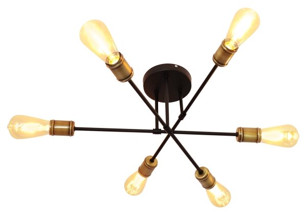 Přisazený lustr CAMBRIDGE 6xE27/20W/230V černá/zlatá