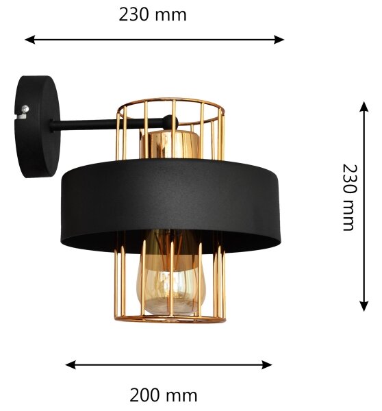 Nástěnná lampa VOLTA 1xE27/15W/230V 23 cm černá/rose gold