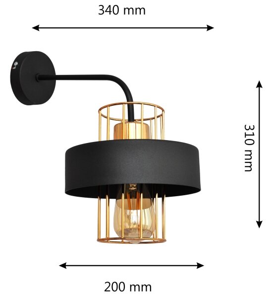 Nástěnná lampa VOLTA 1xE27/15W/230V 34 cm černá/rose gold
