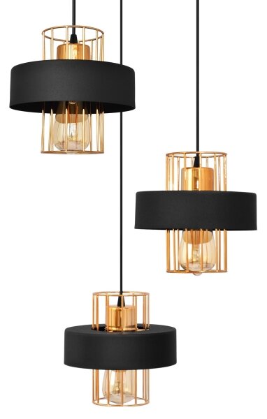Lustr na lanku VOLTA 3xE27/15W/230V černá/rose gold