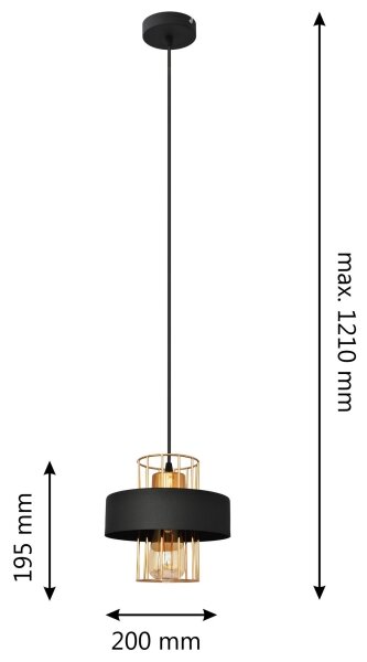 Lustr na lanku VOLTA 1xE27/15W/230V černá/rose gold