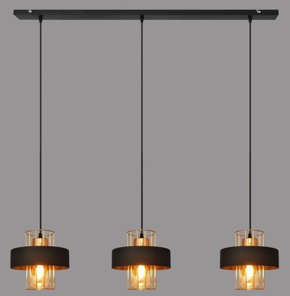 Lustr na lanku VOLTA 3xE27/15W/230V černá/rose gold