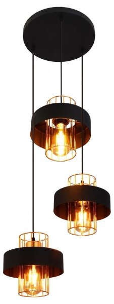 Lustr na lanku VOLTA 3xE27/15W/230V černá/rose gold